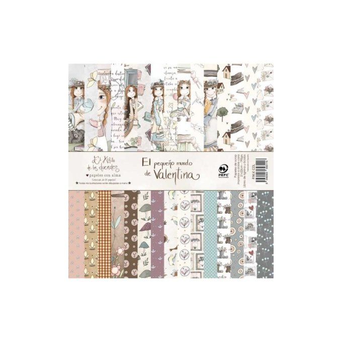 Ensemble de 15 feuilles motif recto verso, 21x22cm - El pequeño mundo de Valentina