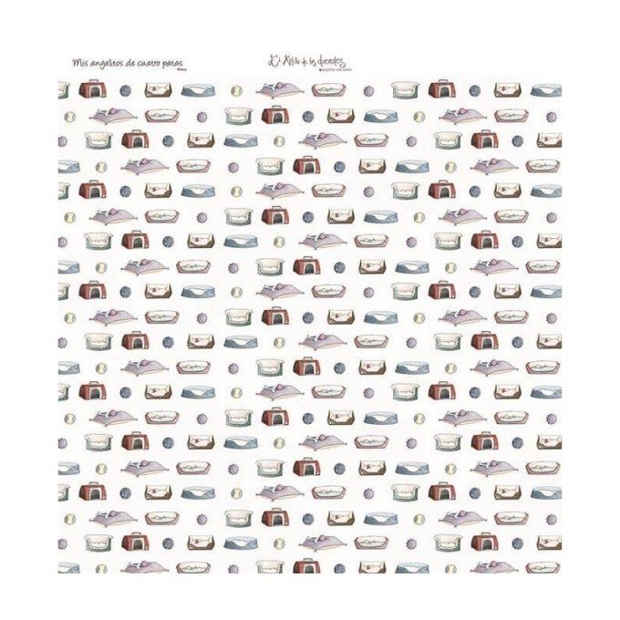 Ensemble de 6 feuilles motif recto verso, 30.5x32cm - Mis angelitos de cuatro patas