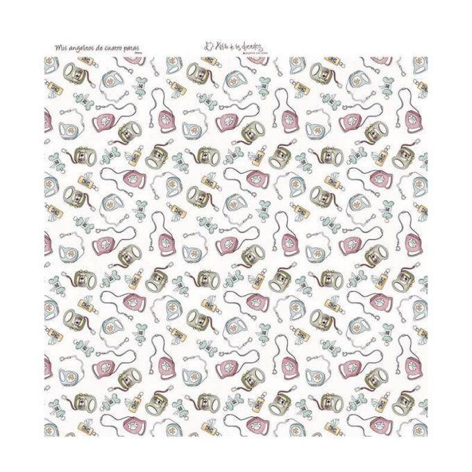 Ensemble de 6 feuilles motif recto verso, 30.5x32cm - Mis angelitos de cuatro patas