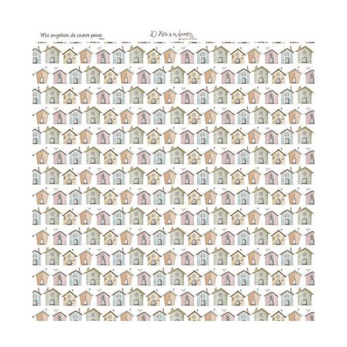 Ensemble de 6 feuilles motif recto verso, 30.5x32cm - Mis angelitos de cuatro patas