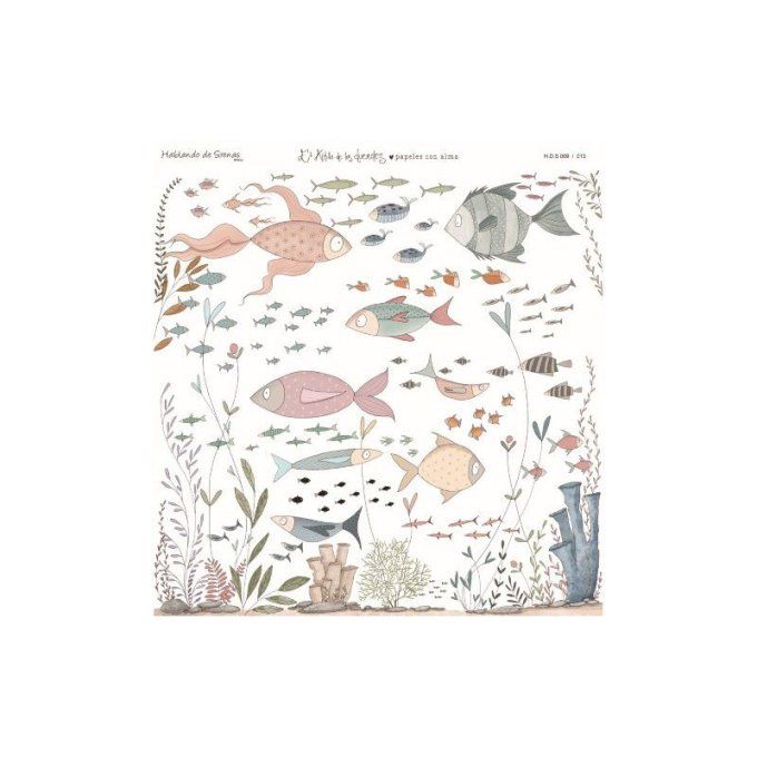 Ensemble de 13 feuilles motif recto verso, 30.5x32cm - Hablando de Sirenas