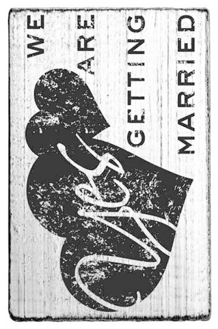 Tampon en bois, Colop - tampon vintage "We are getting married" - dim.  6x3.5cm env
