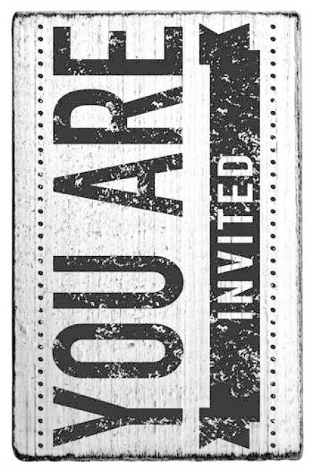 Tampon en bois, Colop - tampon vintage "you are invited" - dim.  6.5x3.5cm env
