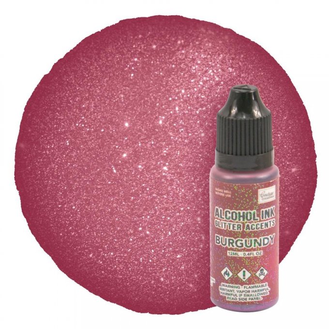Couture creations, Encre à alcool glitter accents, à paillettes, Burgundy - 12ml