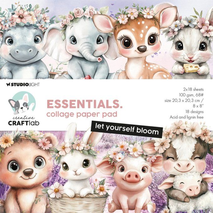 StudioLight, Craftlab - 18 designs, ensemble de papiers 20x20cm, 100gsm - Let yourself bloom