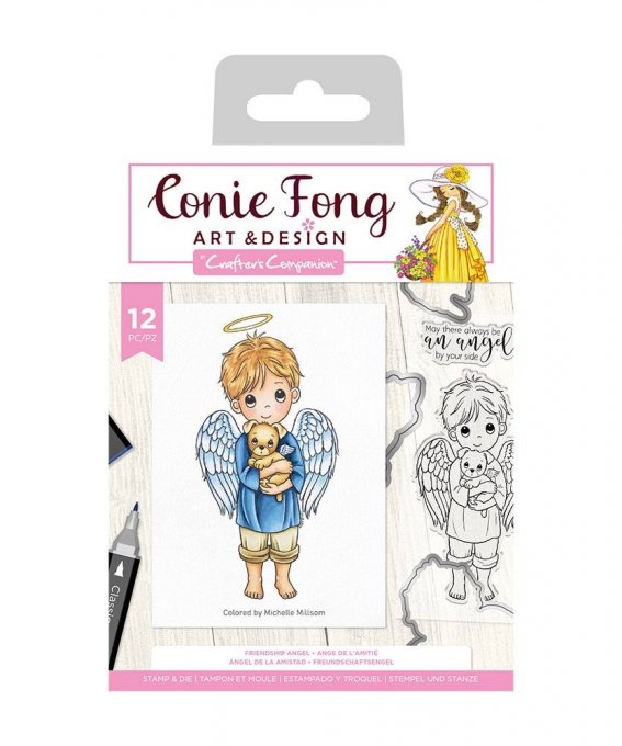 Ensemble de Tampons et dies, Conie Fong - Friendship angel (12 pièces)