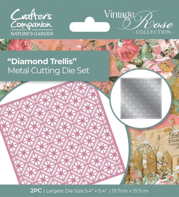 2 Dies - Crafter's companion - Diamond trellis - dimension du plus grand die : 13.7x13.7cm env. 