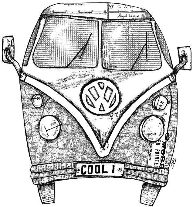 Tampon caoutchouc NON MONTE - Crafty Individuals, Camper van cool - dimension : 9x10cm