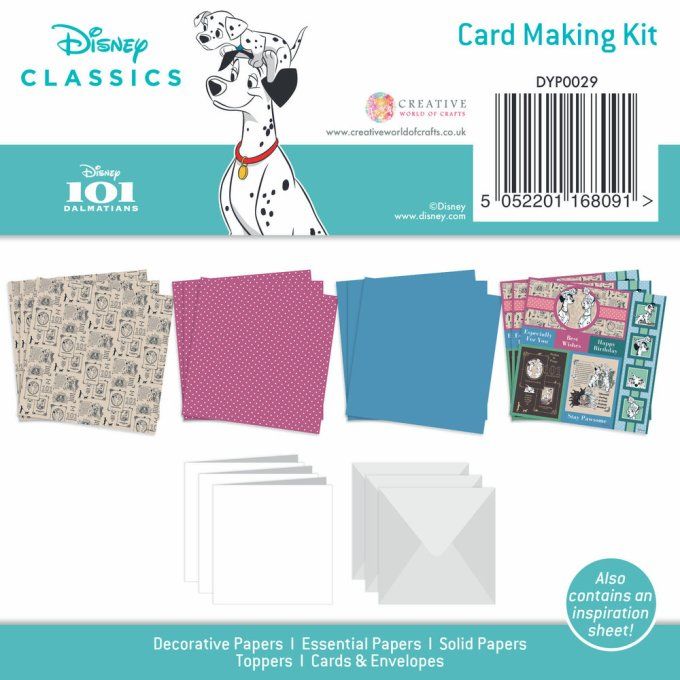 Ensemble Card making kit, format 15x15cm, Disney Classics, 101 Dalmatiens