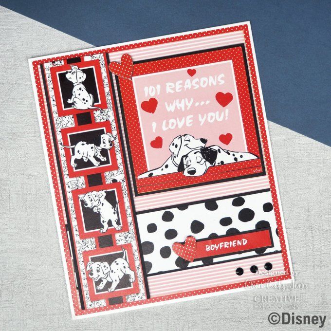 Ensemble de 36 feuilles, format 20x20cm - Disney Classics, 150g, motif recto  - (101 Dalmatiens)