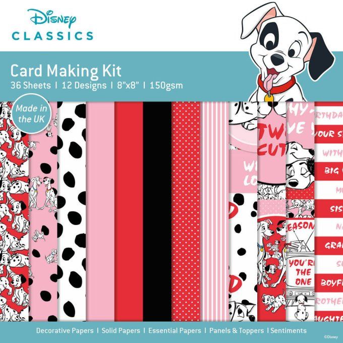 Ensemble de 36 feuilles, format 20x20cm - Disney Classics, 150g, motif recto  - (101 Dalmatiens)