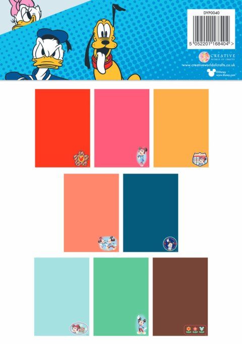 24 feuilles, format A4, Disney, 200g, motif recto, Coloured Card Collection, Mickey & friends