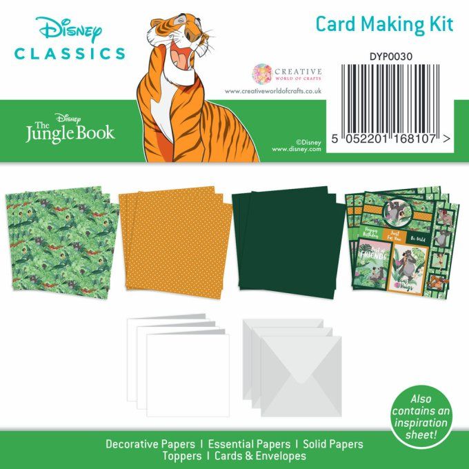 Ensemble Card making kit, format 15x15cm, Disney Classics, Le livre de la jungle