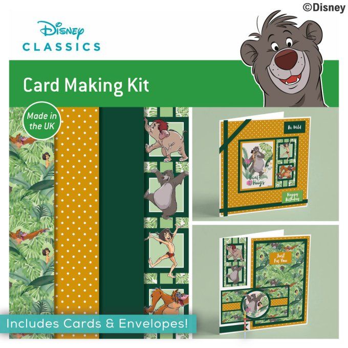 Ensemble Card making kit, format 15x15cm, Disney Classics, Le livre de la jungle