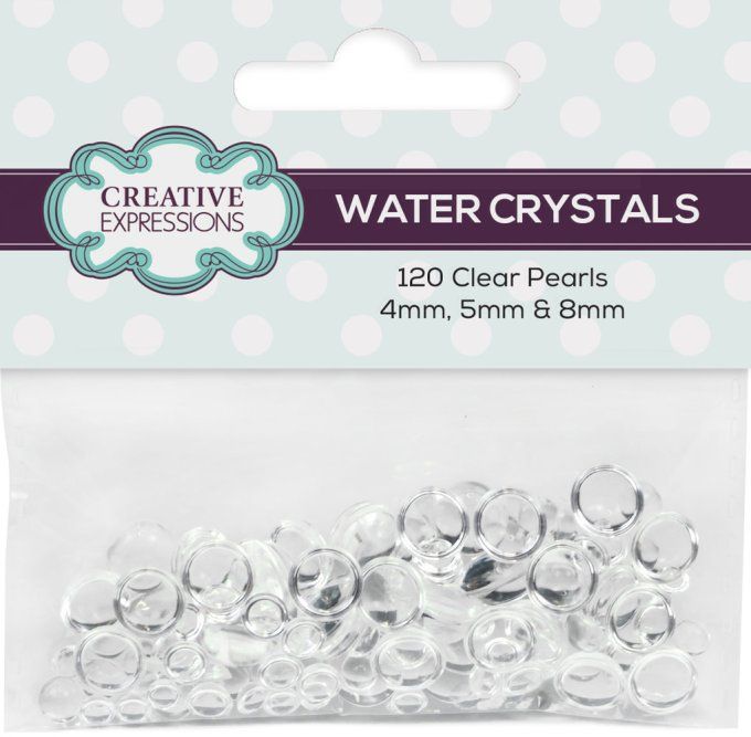 Creative expressions - Water crystals (120 demi-perles transparentes) 3 diamètres : 4, 5 et 8mm