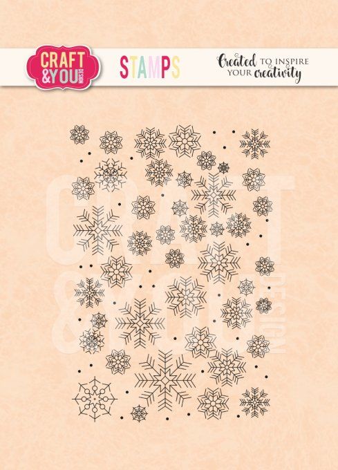 1 tampon de fond clear, flocons de neige - dimensions : 10x7cm environ
