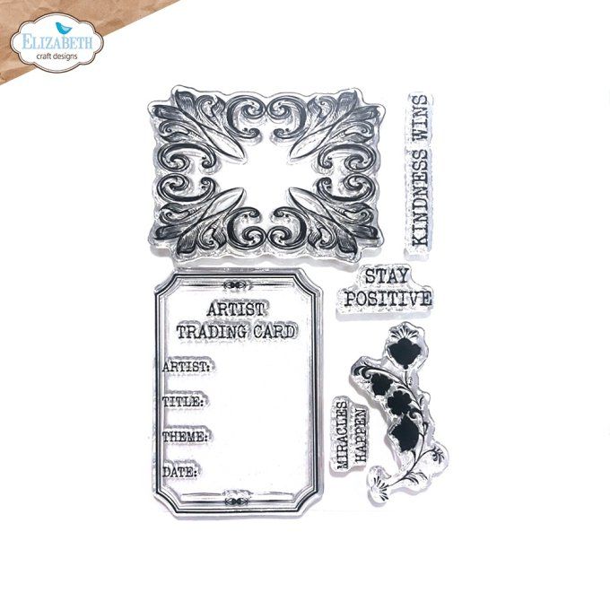 Planche de 6 Tampons clears, Elizabeth craft, ATC Stamps, dim. de la planche 15.2x10.2cm env. 