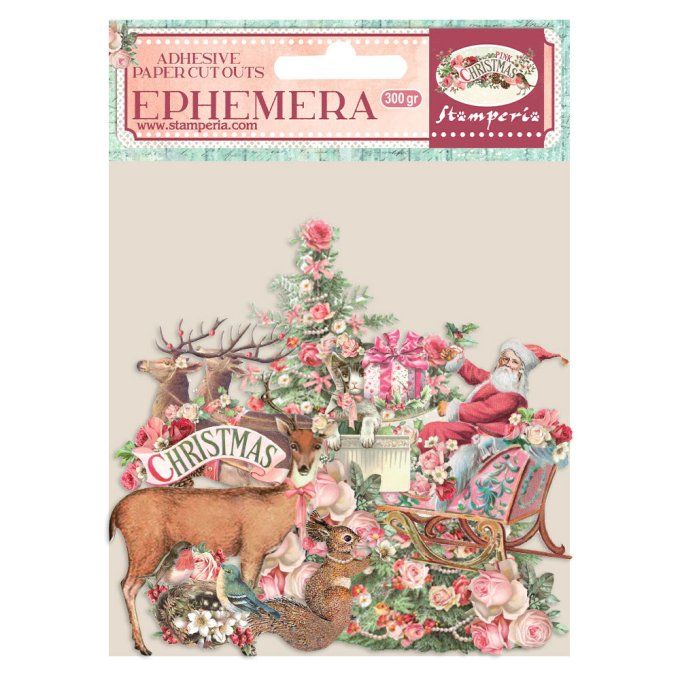 Die-cuts autocollants, collection : Pink Christmas - Stamperia