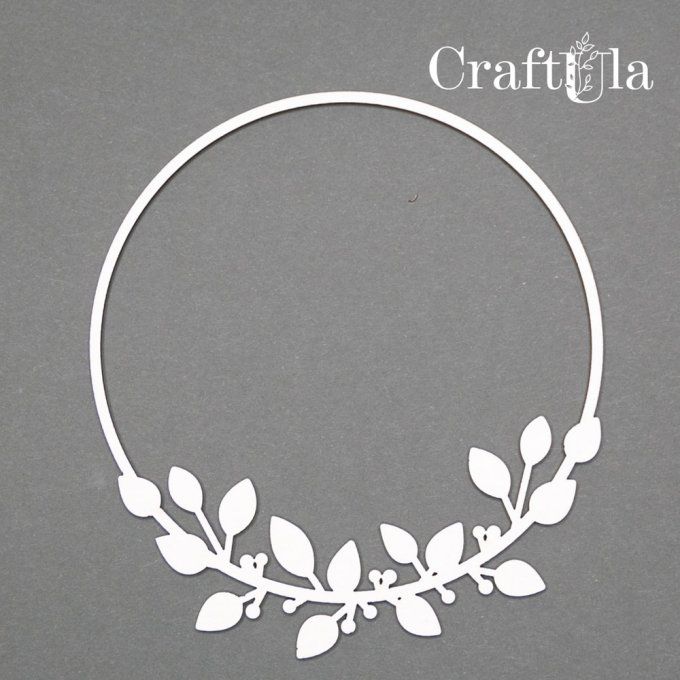  Chipboard - Cadre avec feuilles - Diamètre 9cm environ