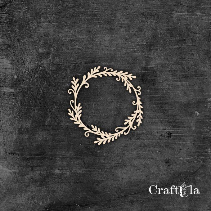  Chipboard - Cercle avec feuillages - Diamètre 9cm environ