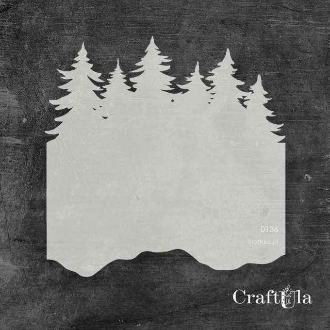 Pochoir - Montagnes, sapins - Dimension : 16x16cm environ