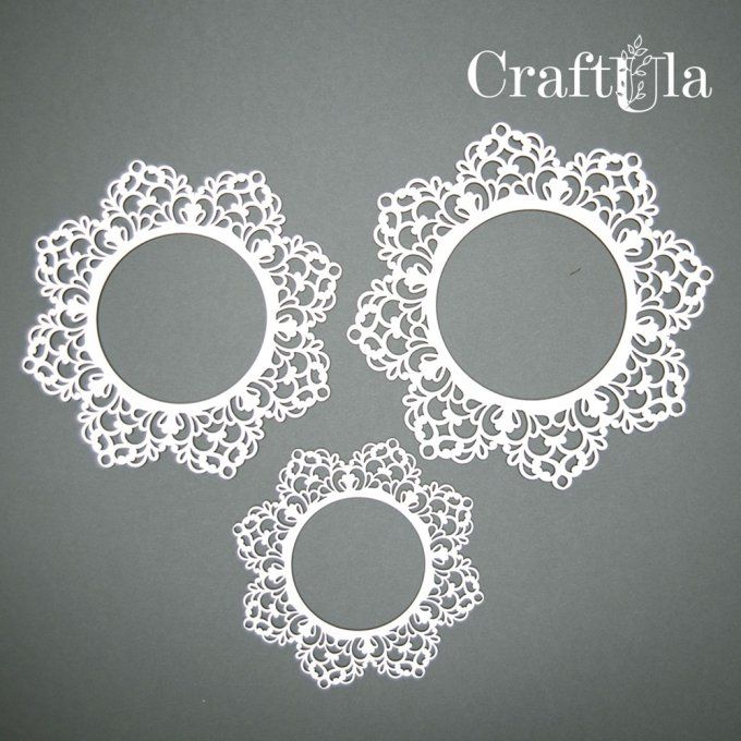  Chipboard - 3 Cadres ronds - Diamètres : 14.5, 12.5 et 9.5cm environ