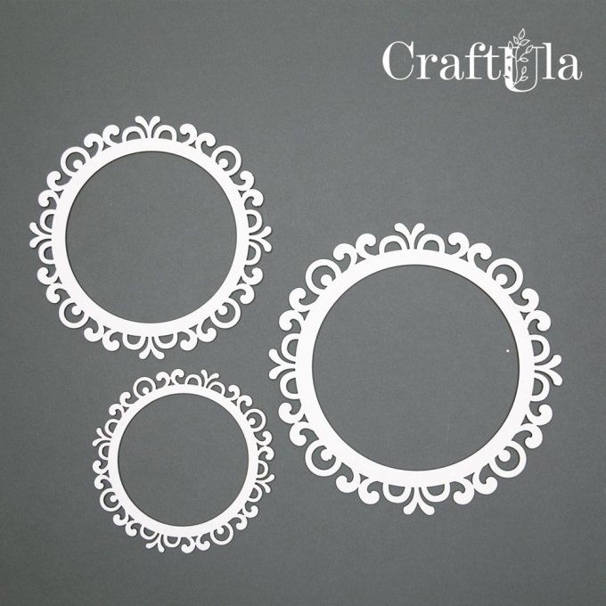  Chipboard - 3 Cadres ronds - Diamètres : 14, 12 et 9cm environ