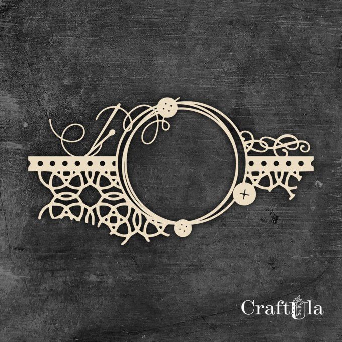  Chipboard - Cadre rond - Dimensions 11.5x6cm environ