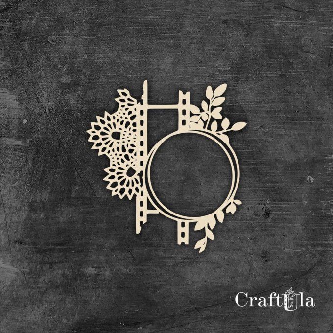  Chipboard - Cadre rond - Dimensions 9x8.5cm environ