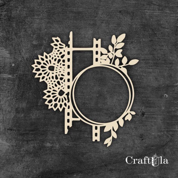  Chipboard - Cadre rond - Dimensions 12x11cm environ