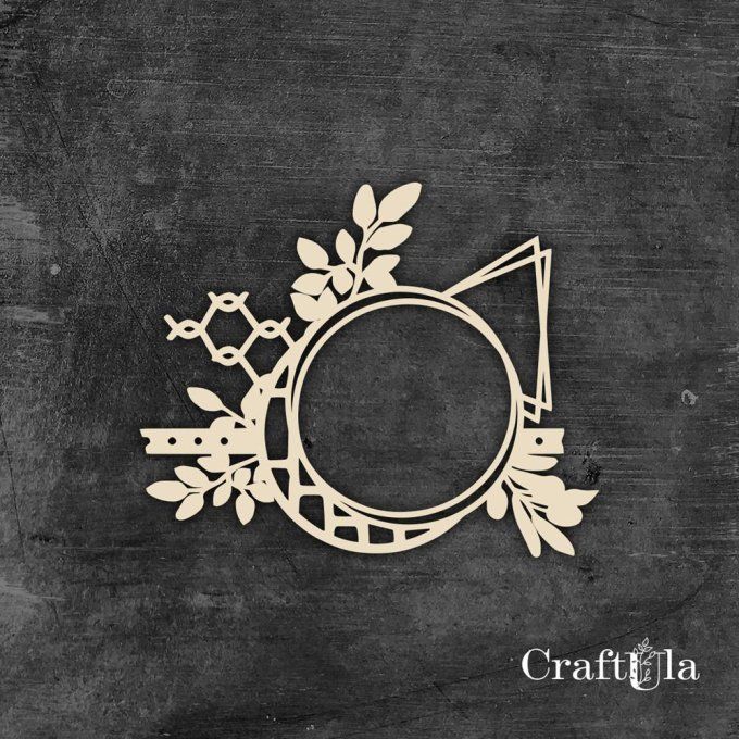  Chipboard - Cadre rond - Dimensions 12x8cm environ