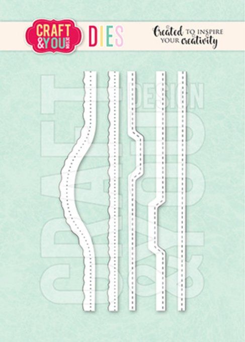 5 Dies/matrices de découpe, Craft & You - dies de bordure, longueur : 10.7cm environ