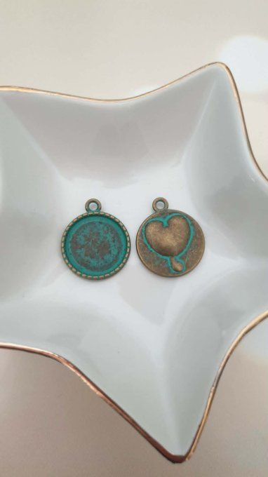 1 support en métal couleur bronze et vert de gris (effet cuivre vieilli) - à l'unité