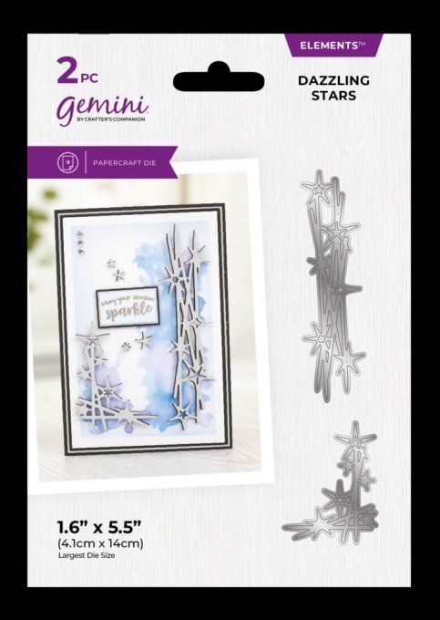 2 Dies/matrices de découpe, Crafter's companion, Dazzling stars, le plus die mesure environ 4.1x14cm