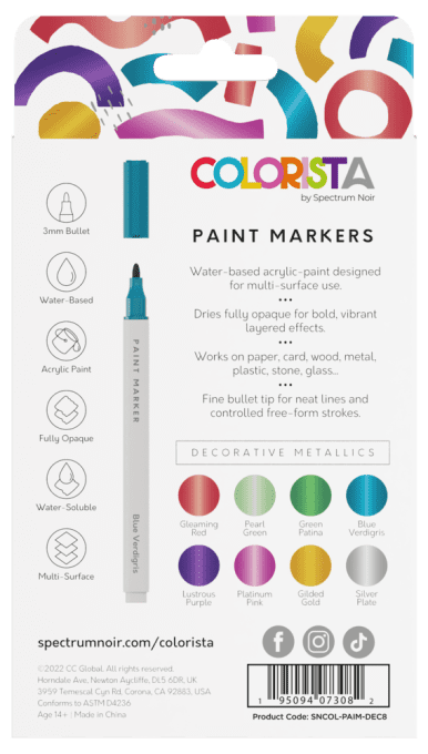 8 Paint markers - Colorista by spectrum noir - Decorative metallics