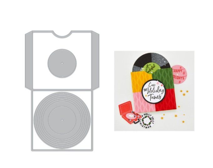 3 Dies, Hero arts - Vintage vinyl die set record collection