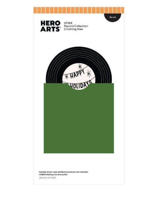 3 Dies, Hero arts - Vintage vinyl die set record collection