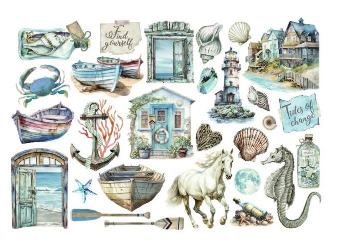 Die-cuts autocollants, collection : Silent sea