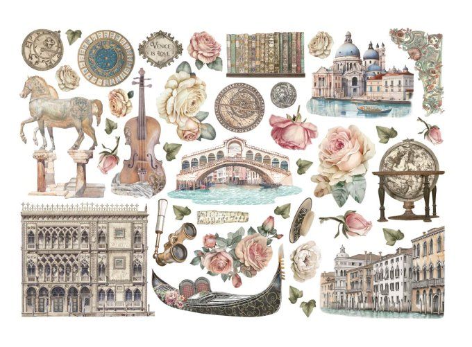 Stamperia, Die-cuts autocollants, collection : Venice city of art
