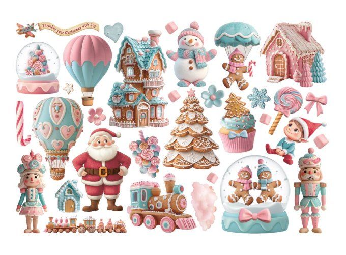 Stamperia, Die-cuts autocollants, collection : Candy christmas