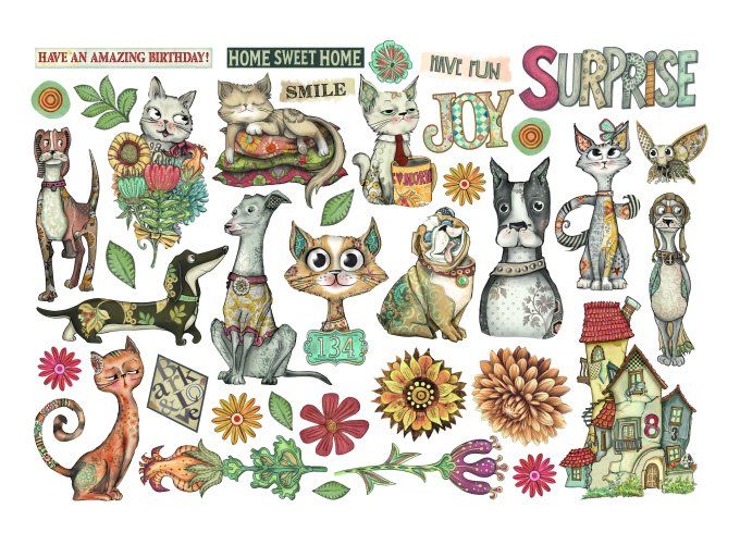 Stamperia, Die-cuts autocollants, collection : Furry friends
