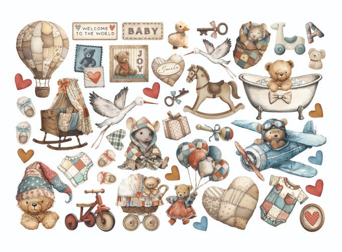 Stamperia, Die-cuts autocollants, collection : Baby