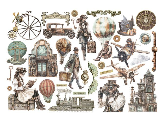 Stamperia, Die-cuts autocollants, collection : Voyages Fantastiques