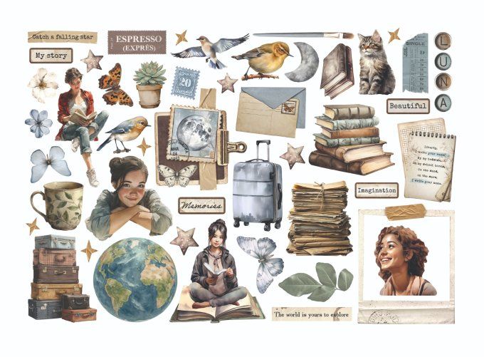 Stamperia, Die-cuts autocollants, Ephemera, collection : Secret Diary