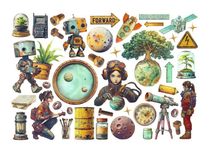 Stamperia, Die-cuts autocollants, Ephemera, collection : A new Beginning