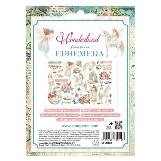 Stamperia, Die-cuts autocollants, Ephemera, collection : Wonderland