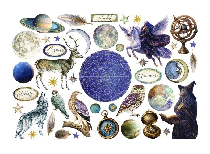 Stamperia, Die-cuts autocollants, collection : Cosmos