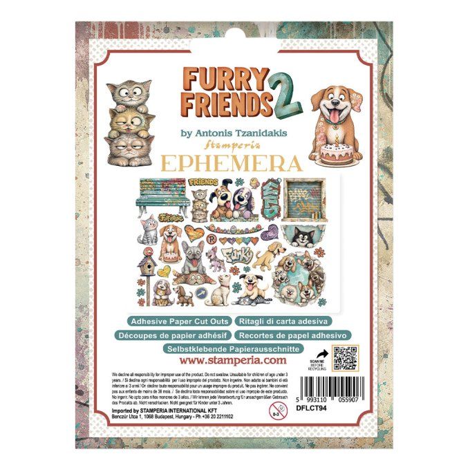 Stamperia, Die-cuts autocollants, collection : Furry friends 2