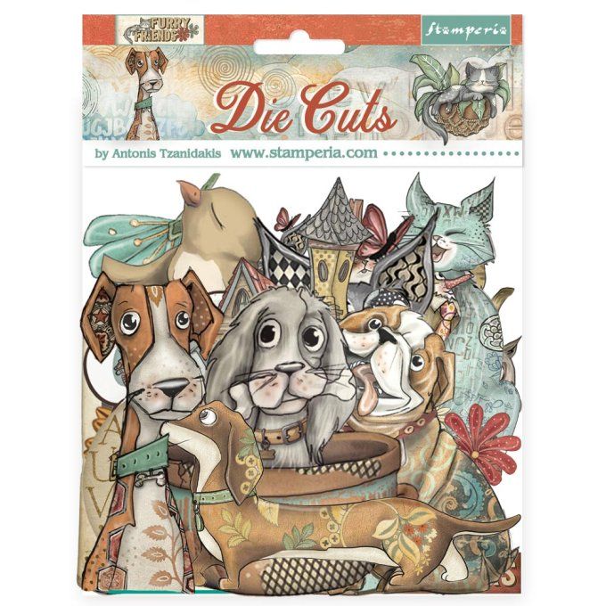 Stamperia - Die-cuts cartonnés, collection : Furry friends