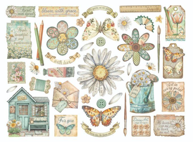 Stamperia - Die-cuts cartonnés, collection : Daisy Art